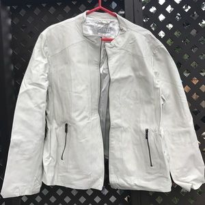 Lightweight White Leather Jacket Sz XL-XXL